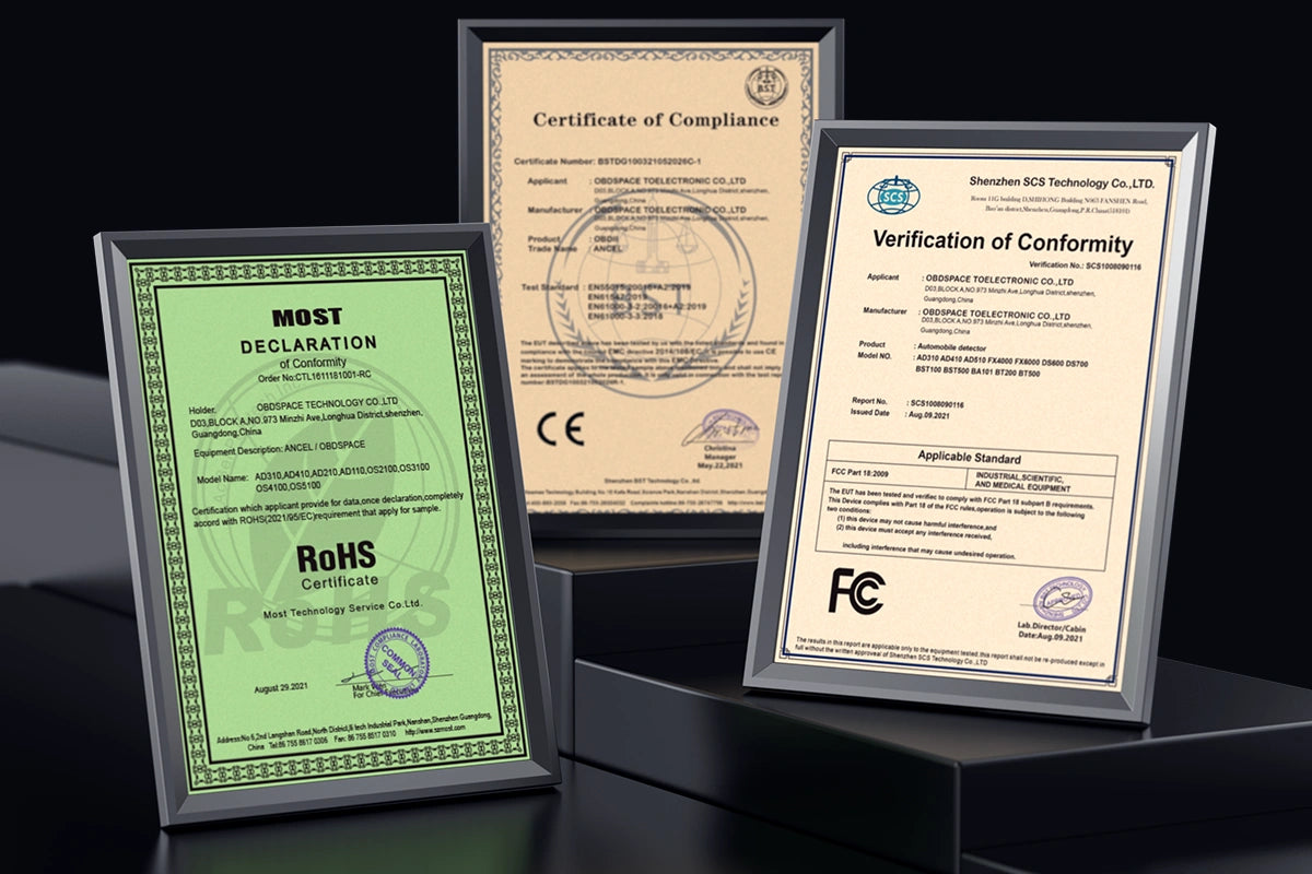 The Ancel car code reader is internationally certified.